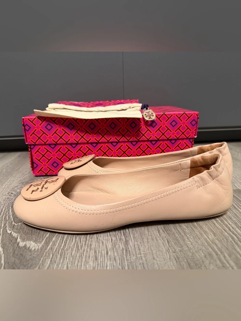 Women's Pink Leather Ballet Flats - Tory Burch